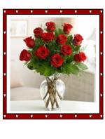 12 Red Roses in a Glass Vase