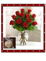12 Red Roses w/Vase & Heart Shaped Cookie