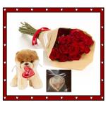12 Red Roses, Cookie, and GUND Stuffed Animal
